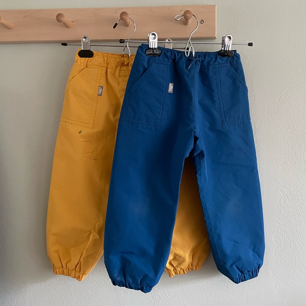 Fleece-Lined Snow/Rain Pants 4T Lot of 2 Blue Yellow Jan and Jul